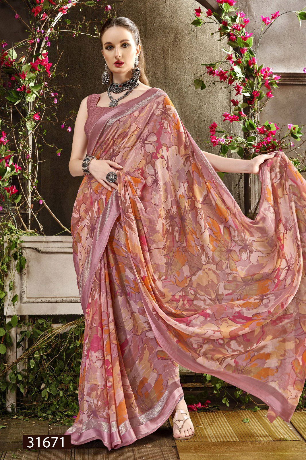 Brinda Vol 11 By Vallabhi Chiffon Printed Sarees Suppliers In India